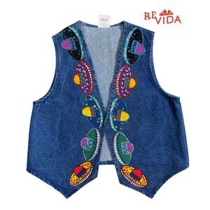 Handmade Vintage Sombrero Dark Denim Vest